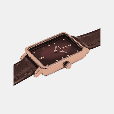 Ariane Women Quartz Brown Dial Analog Leather Watch 050K984