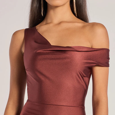 Iconic Silhouette Off-Shoulder High Slit Midi Dress