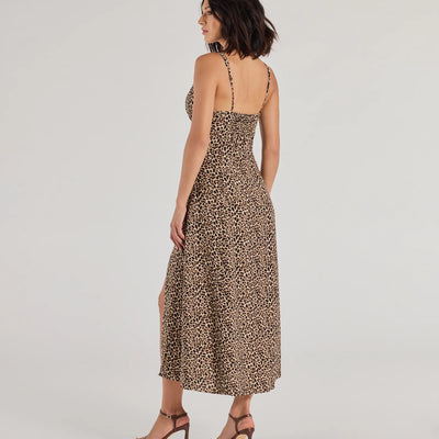 Elevated Leopard Print Woven A-Line Midi Dress