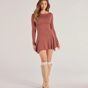 Luxe Charm Cashmere Knit Hanky Hem Mini Dress