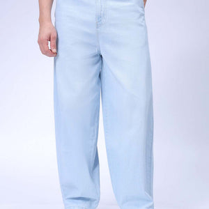 Men's Blue Skater Baggy Fit Solid Jeans
