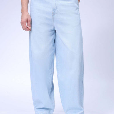 Men's Blue Skater Baggy Fit Solid Jeans