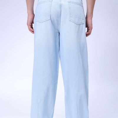 Men's Blue Skater Baggy Fit Solid Jeans