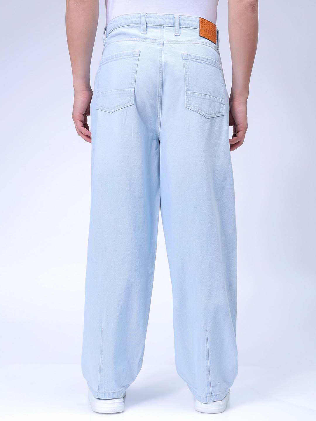 Men's Blue Skater Baggy Fit Solid Jeans