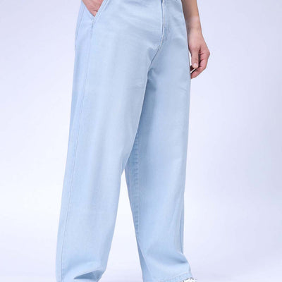 Men's Blue Skater Baggy Fit Solid Jeans
