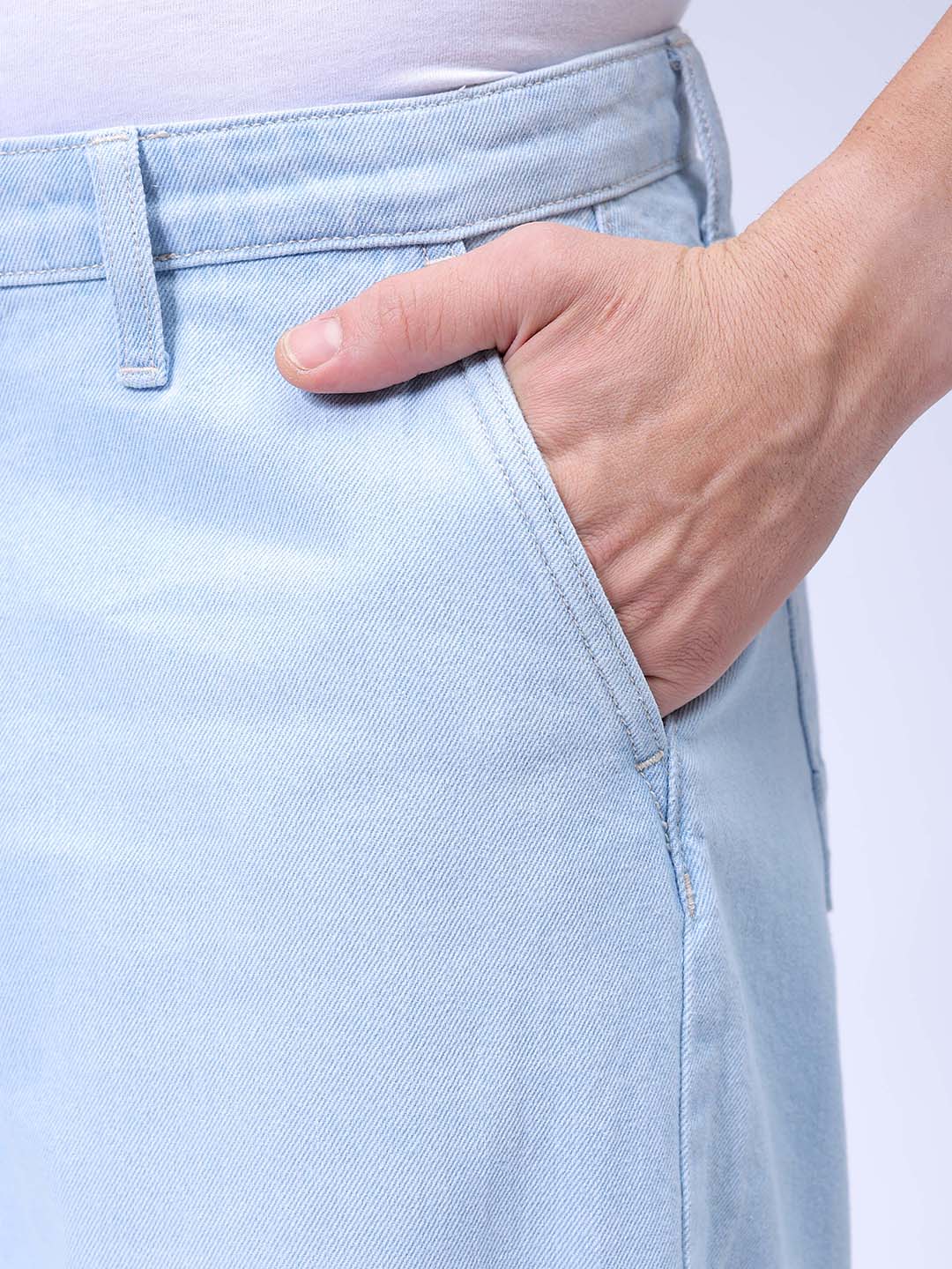 Men's Blue Skater Baggy Fit Solid Jeans