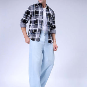 Men's Blue Skater Baggy Fit Solid Jeans