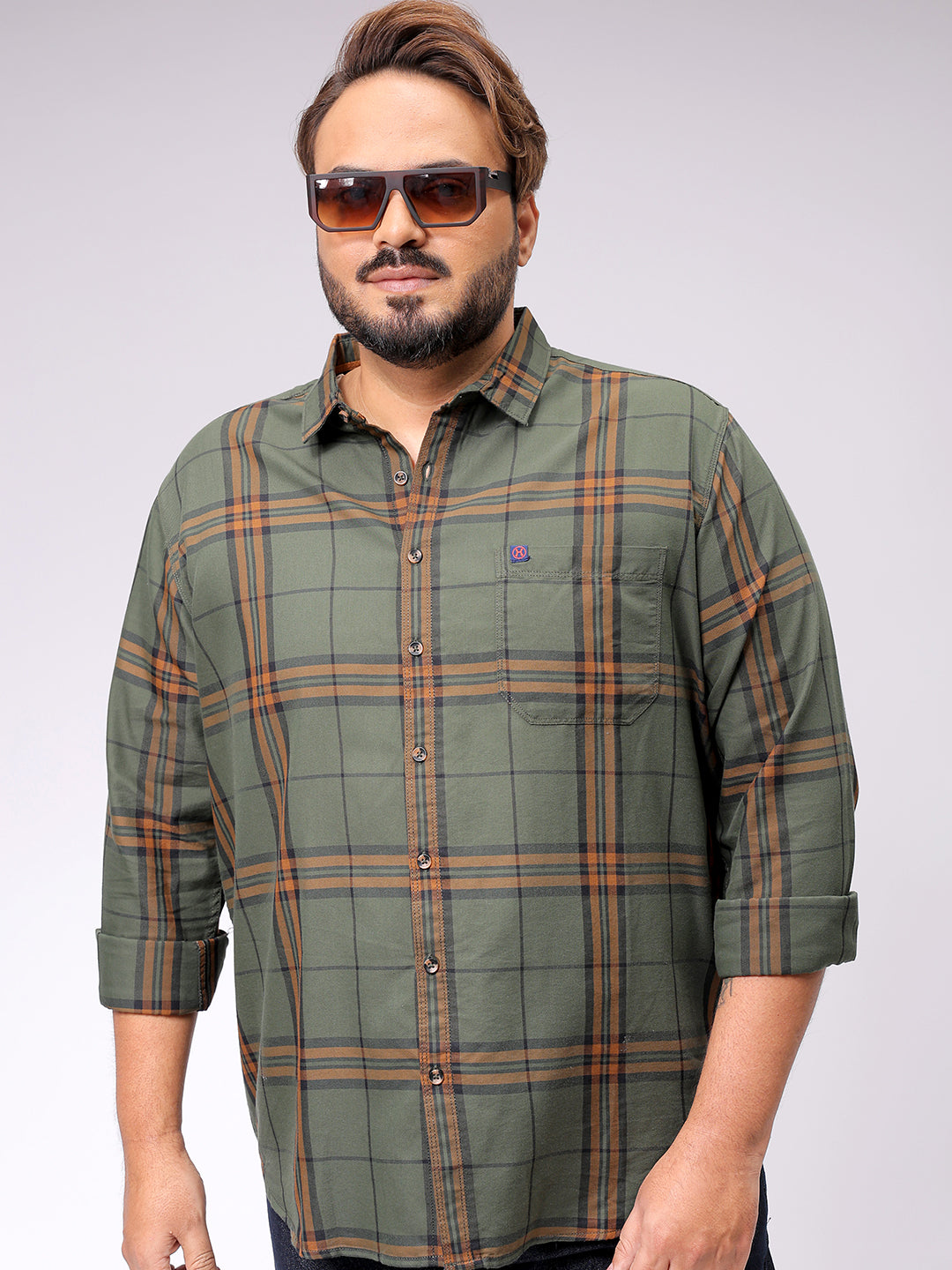 Men's Plus Size Checked Casual Shirt