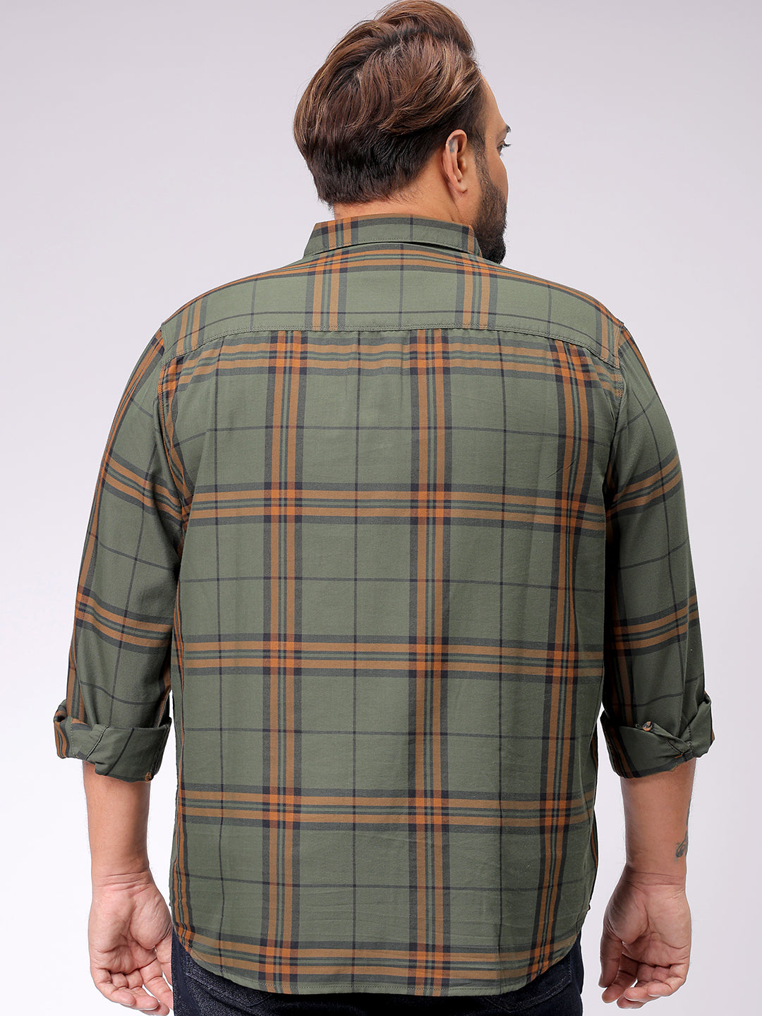 Men's Plus Size Checked Casual Shirt