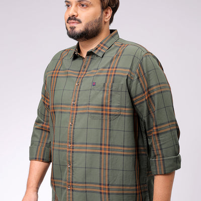 Men's Plus Size Checked Casual Shirt