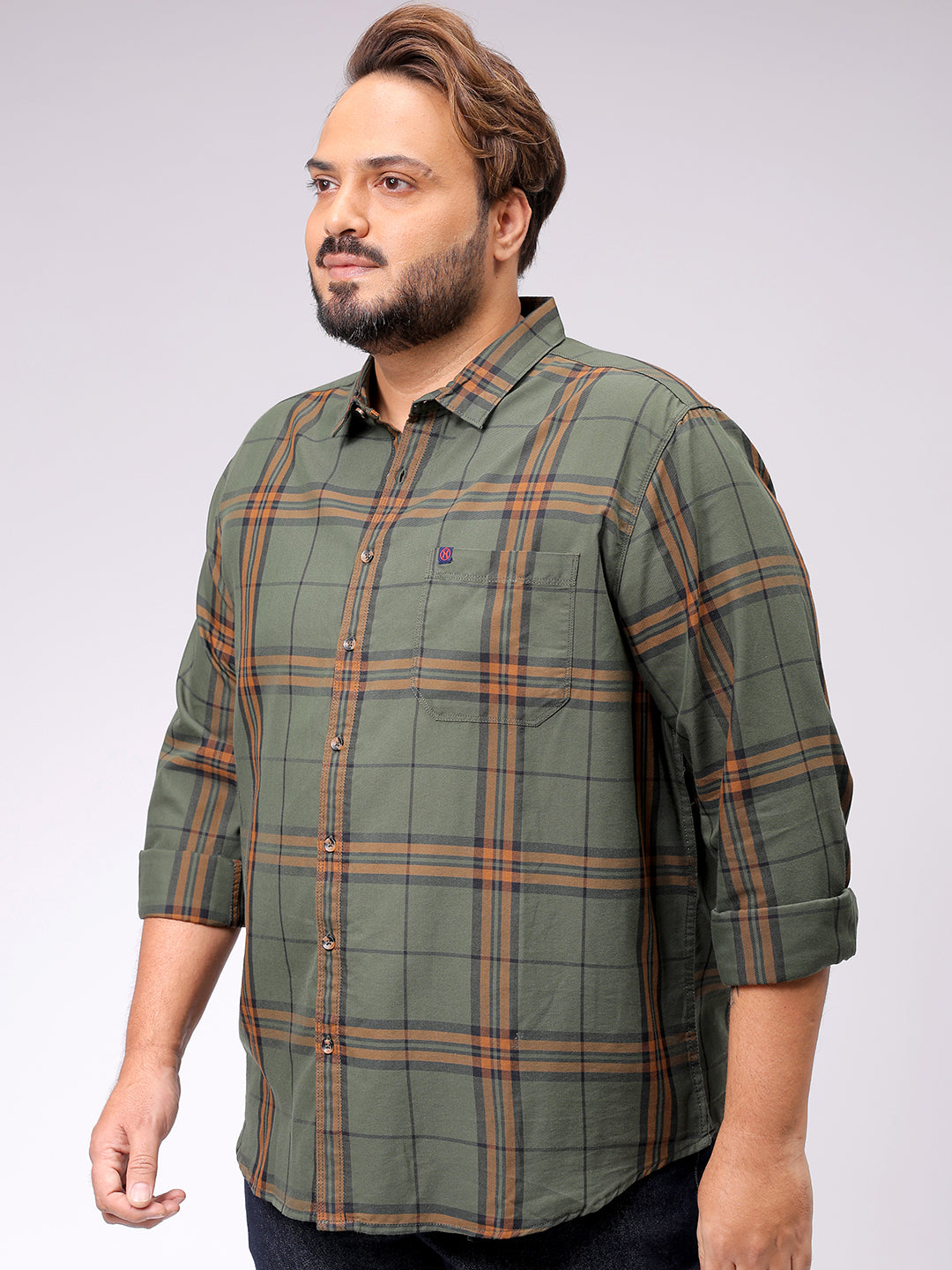 Men's Plus Size Checked Casual Shirt