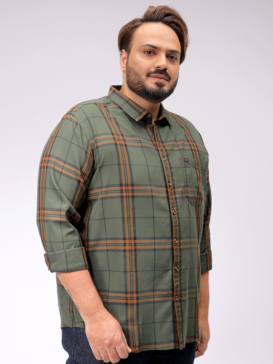 Men's Plus Size Checked Casual Shirt