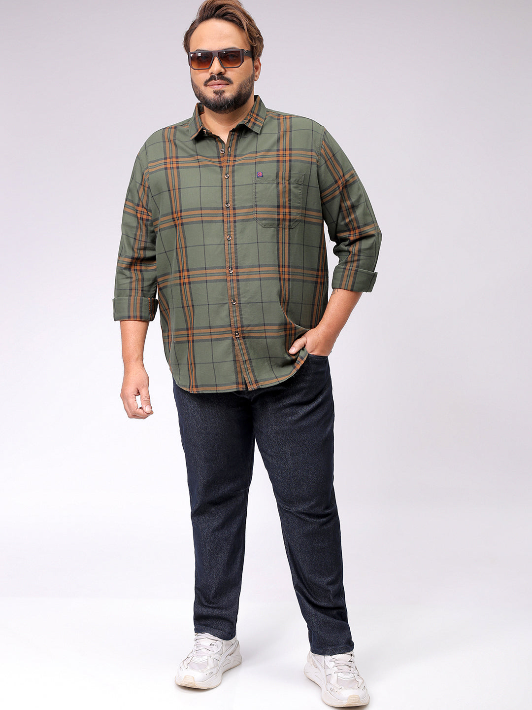 Men's Plus Size Checked Casual Shirt