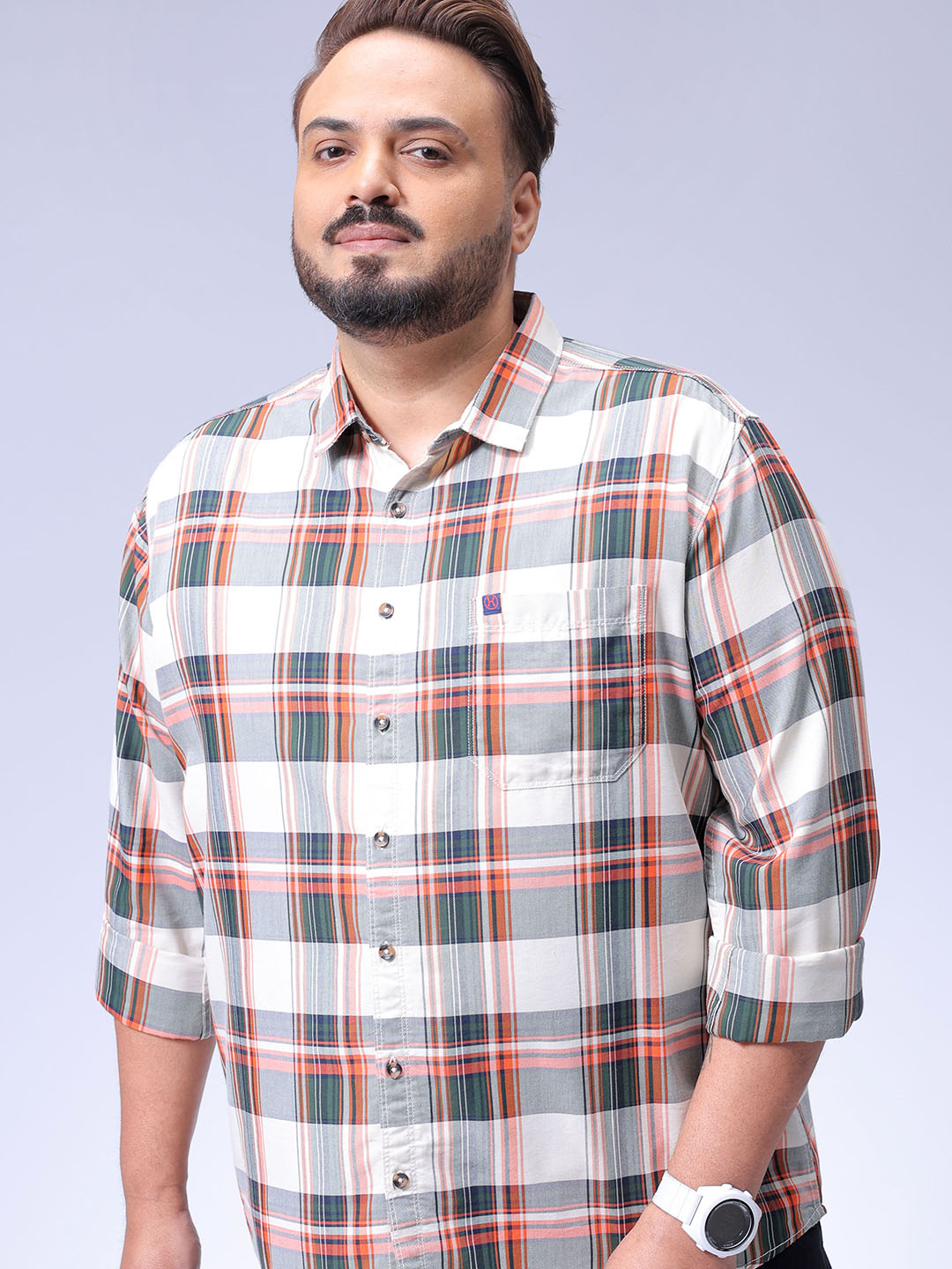 Men's Plus Size Checked Casual Shirt