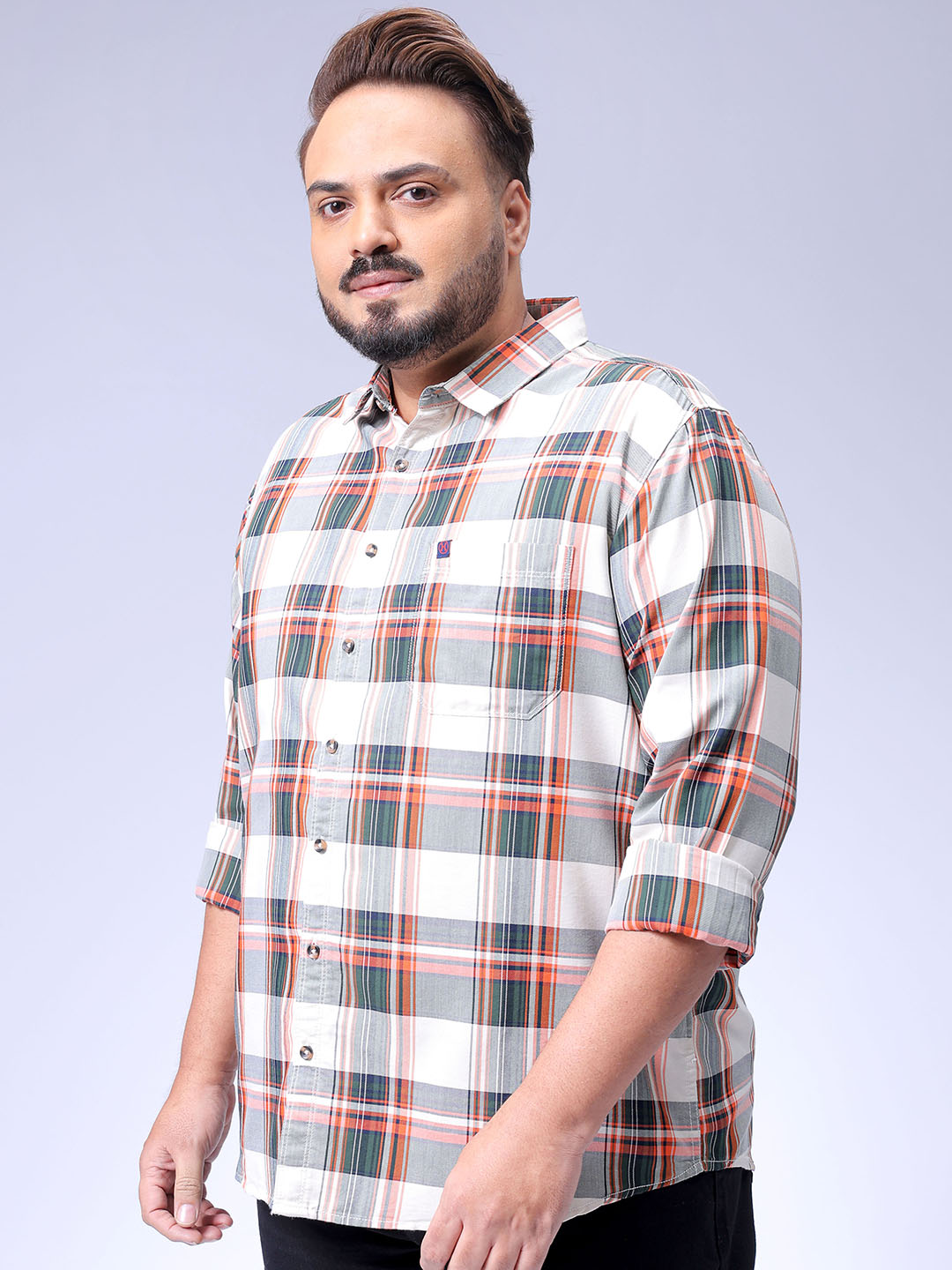 Men's Plus Size Checked Casual Shirt