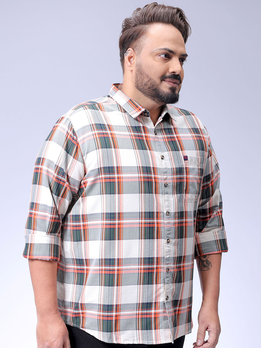 Men's Plus Size Checked Casual Shirt