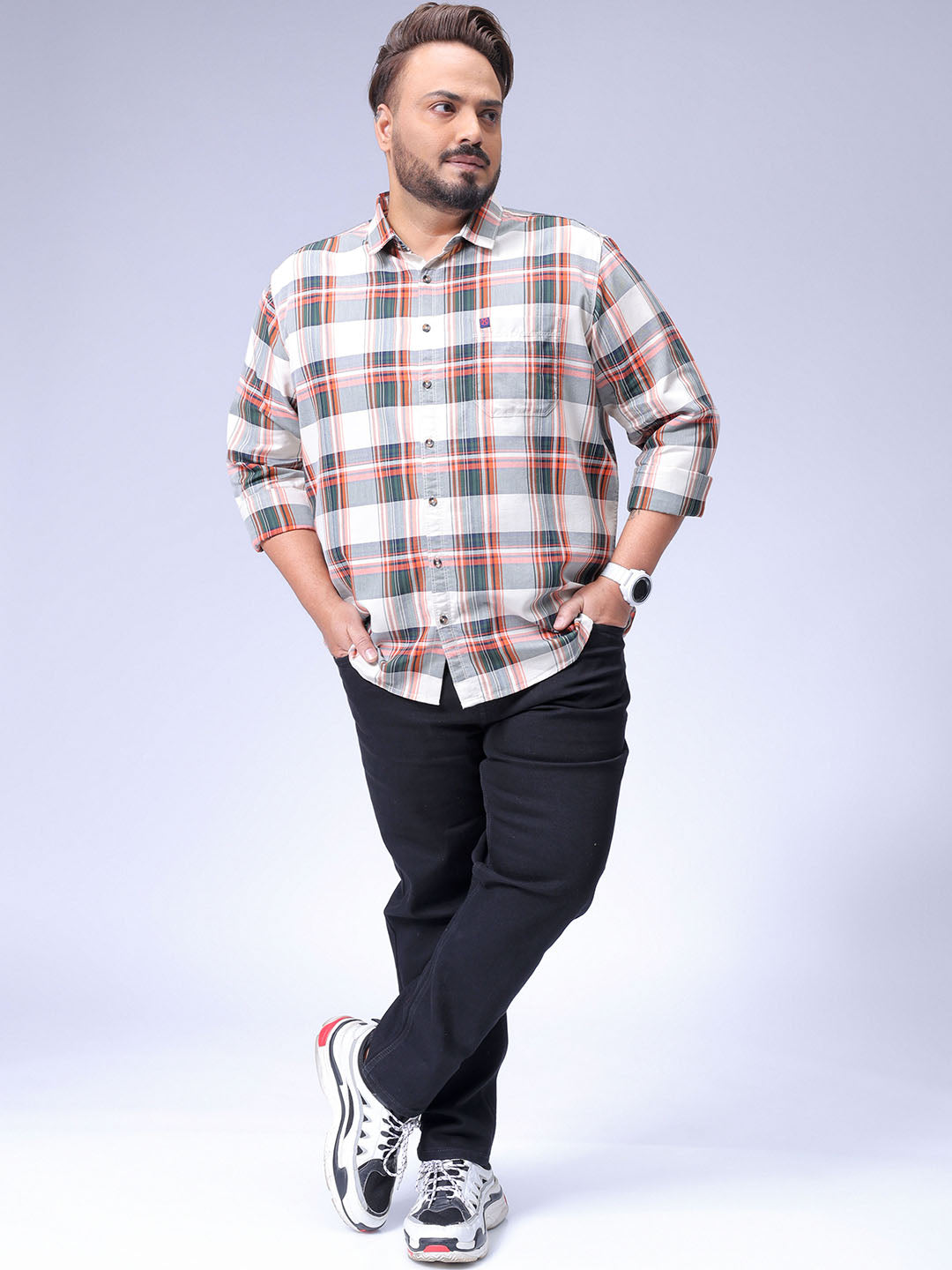 Men's Plus Size Checked Casual Shirt