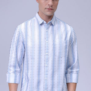 Men's White Slim Fit Dobby Textured Casual Shirt