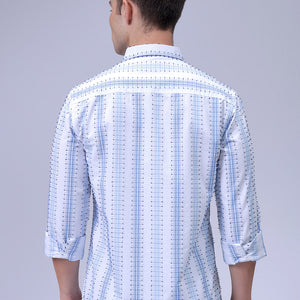 Men's White Slim Fit Dobby Textured Casual Shirt