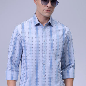 Men's Grey Slim Fit Dobby Textured Casual Shirt