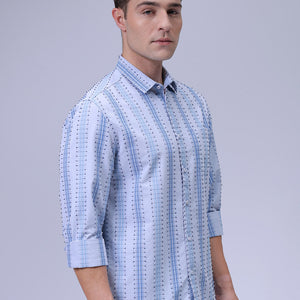 Men's Grey Slim Fit Dobby Textured Casual Shirt