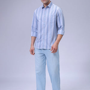 Men's Grey Slim Fit Dobby Textured Casual Shirt