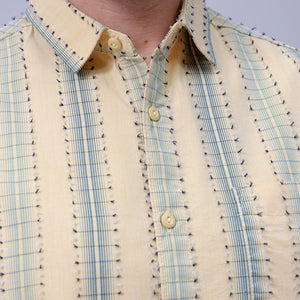 Men's Yellow Slim Fit Dobby Textured Casual Shirt