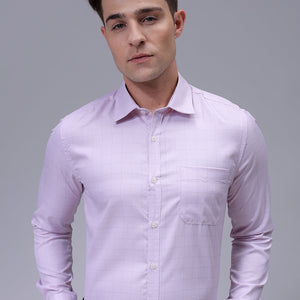 Men's Pink Slim Fit Checked Formal Shirt