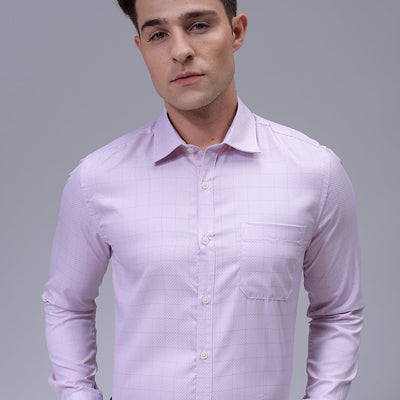 Men's Pink Slim Fit Checked Formal Shirt