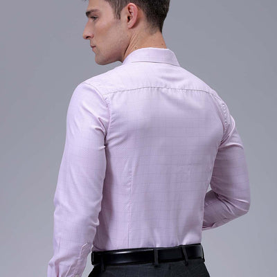 Men's Pink Slim Fit Checked Formal Shirt