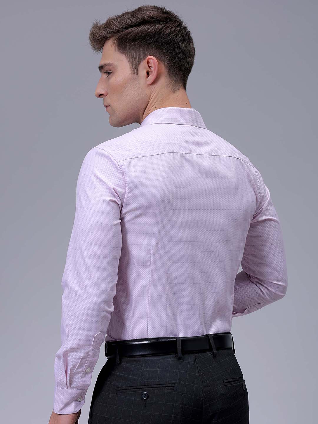 Men's Pink Slim Fit Checked Formal Shirt