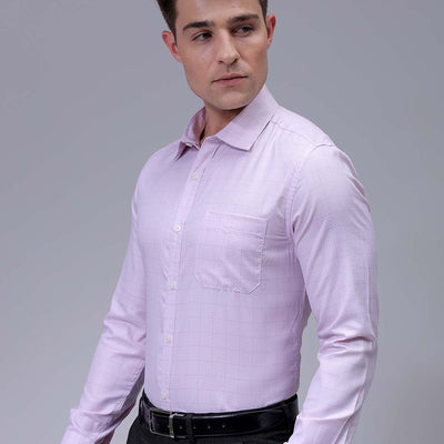 Men's Pink Slim Fit Checked Formal Shirt