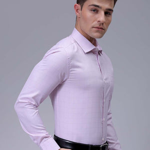 Men's Pink Slim Fit Checked Formal Shirt