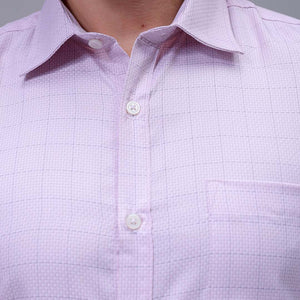 Men's Pink Slim Fit Checked Formal Shirt