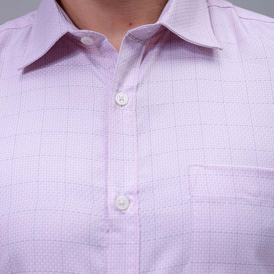Men's Pink Slim Fit Checked Formal Shirt