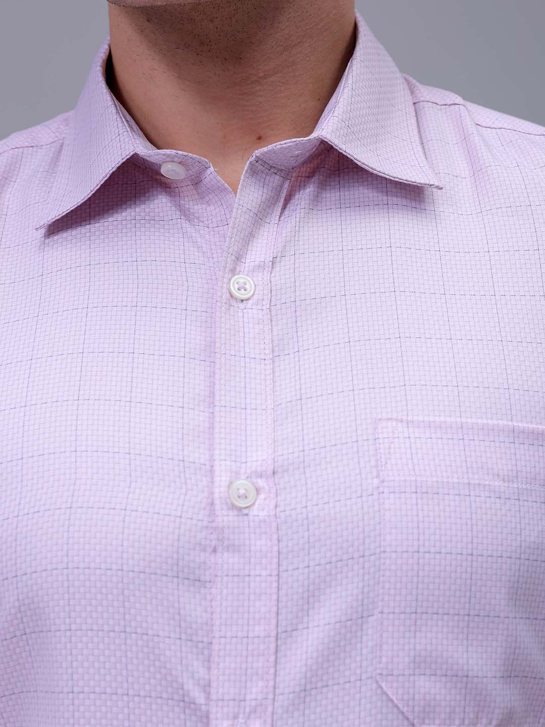 Men's Pink Slim Fit Checked Formal Shirt