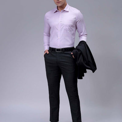 Men's Pink Slim Fit Checked Formal Shirt