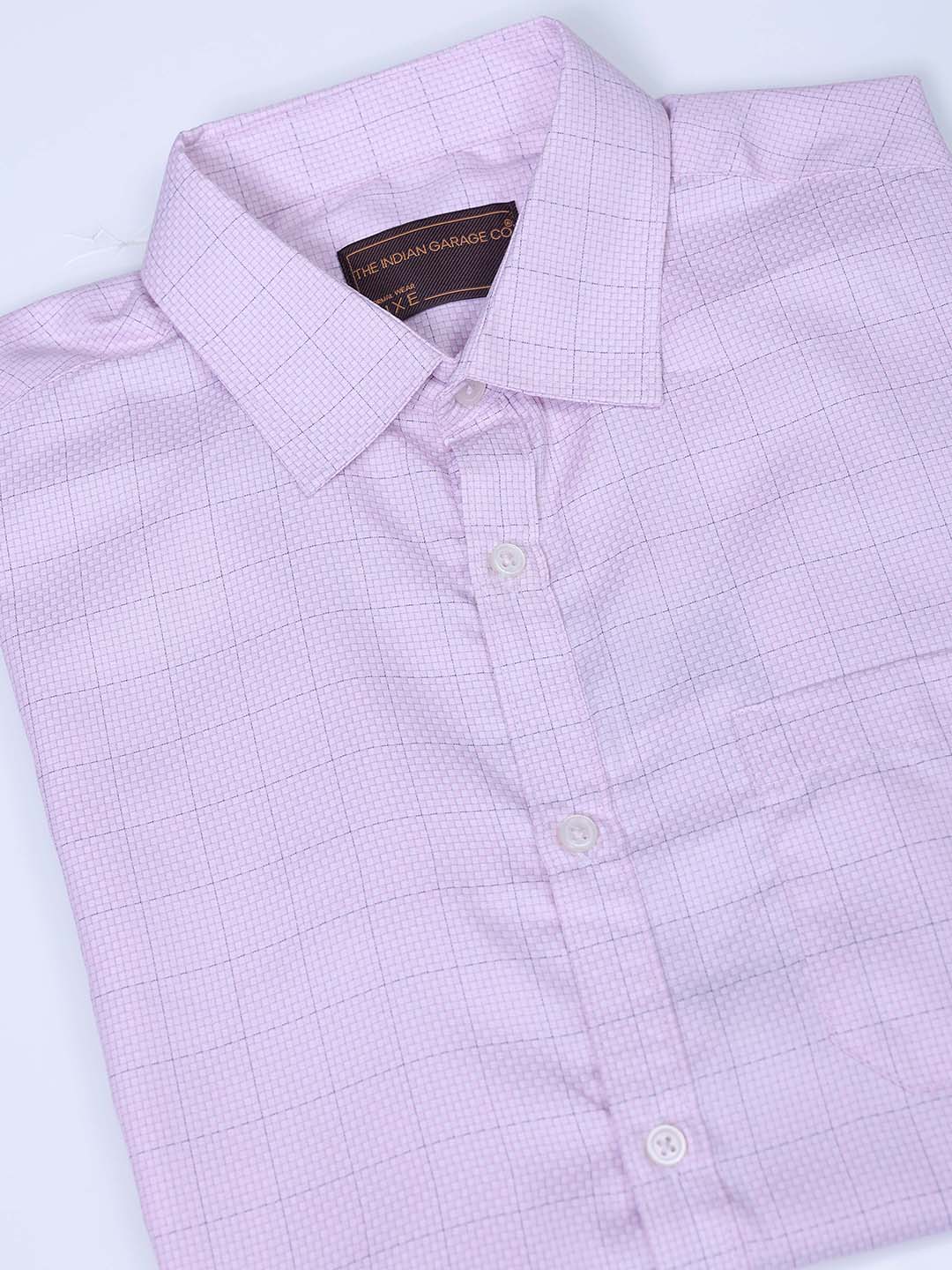 Men's Pink Slim Fit Checked Formal Shirt