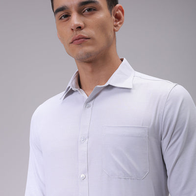 Men's Grey Slim Fit Checked Formal Shirt