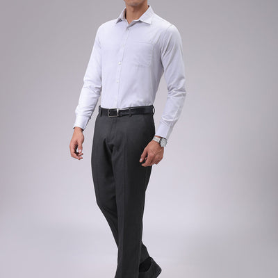 Men's Grey Slim Fit Checked Formal Shirt