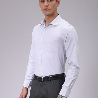 Men's Grey Slim Fit Checked Formal Shirt