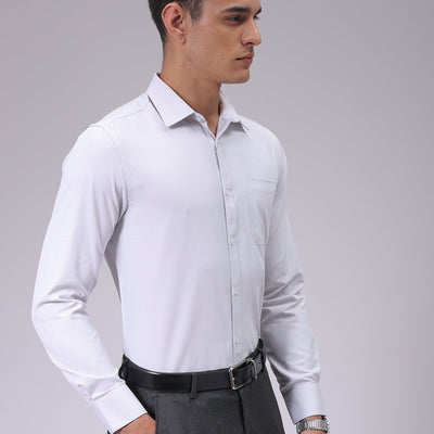 Men's Grey Slim Fit Checked Formal Shirt