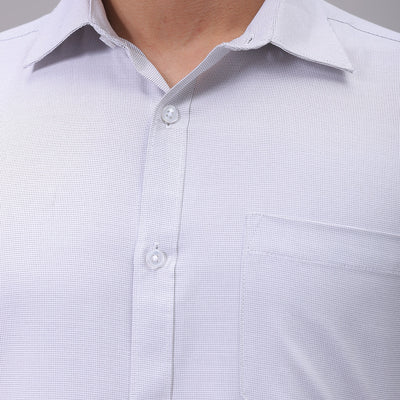 Men's Grey Slim Fit Checked Formal Shirt