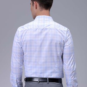 Men's White Slim Fit Checked Formal Shirt