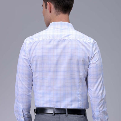 Men's White Slim Fit Checked Formal Shirt