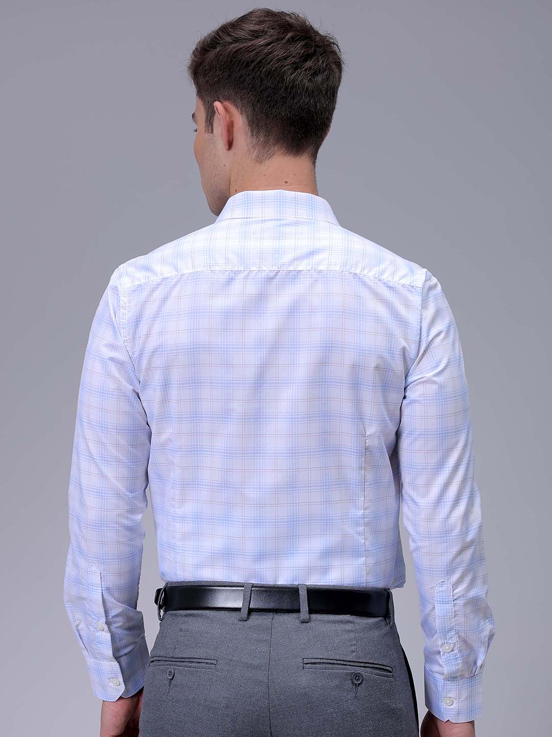 Men's White Slim Fit Checked Formal Shirt