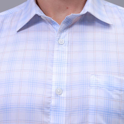 Men's White Slim Fit Checked Formal Shirt
