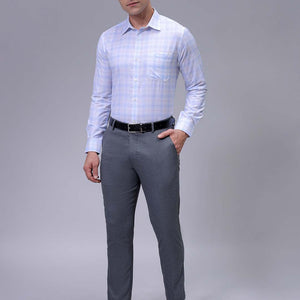 Men's White Slim Fit Checked Formal Shirt