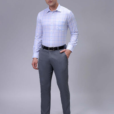 Men's White Slim Fit Checked Formal Shirt