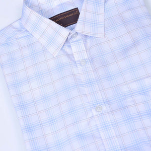 Men's White Slim Fit Checked Formal Shirt